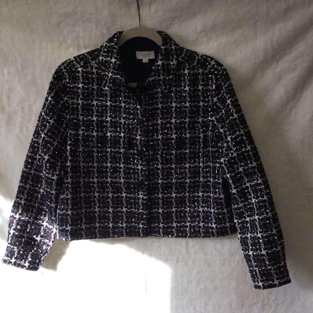 Loft Multi-Color Lurex Tweed Cropped Jacket - Picture 4 of 14